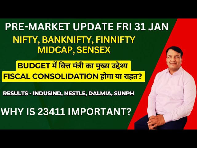 GAP UP/ GAP DOWN PREMARKET UPDATE TODAY SENSEX NIFTY 50 FINNIFTY BANKNIFTY MIDCAP BUDGET 31 JAN FRI