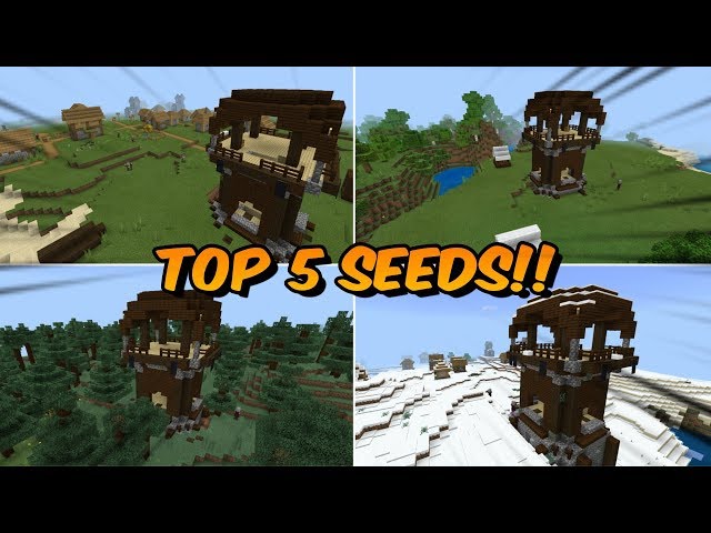 TOP 5 SEEDS COM TORRE DE PATRULHA DOS PILLAGES PARA O MINECRAFT PE 1.10 BETA VILLAGE AND PILLAGE!!