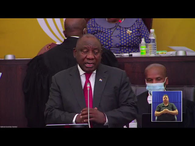 South Africa's President Cyril Ramaphosa responds to questions in Parliament