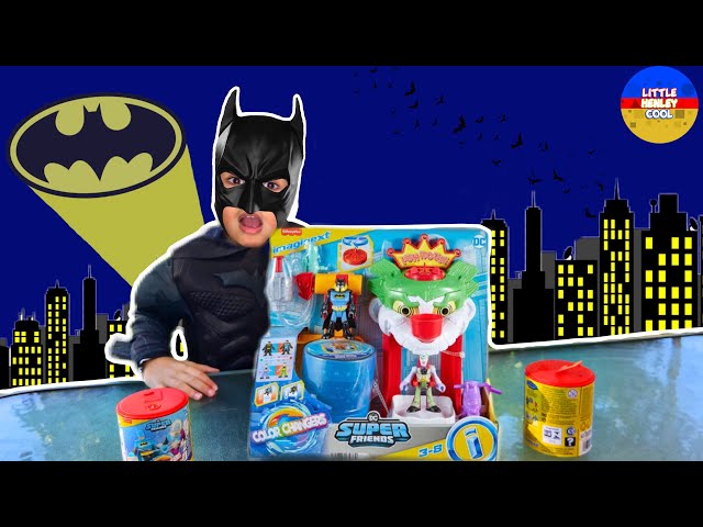 Littlehenleycool plays with colour change Batman toys in the joker fun house!