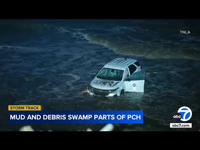 Mudslide sweeps firefighter, LAFD SUV off PCH and into ocean