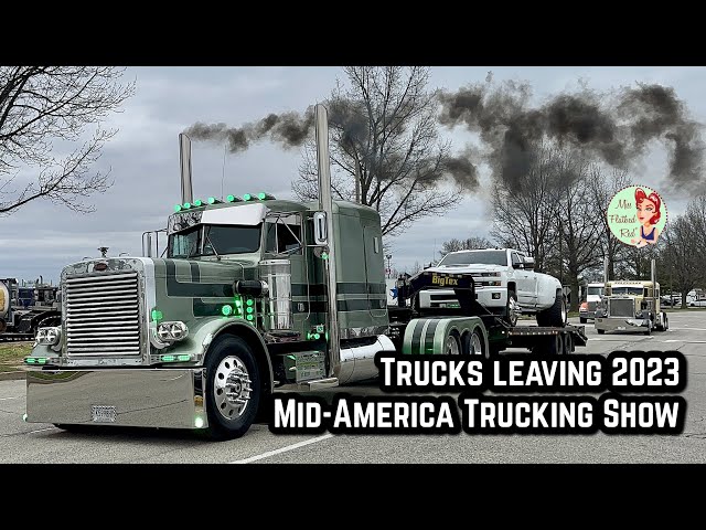 Trucks Leaving the 2023 Mid-America Trucking Show