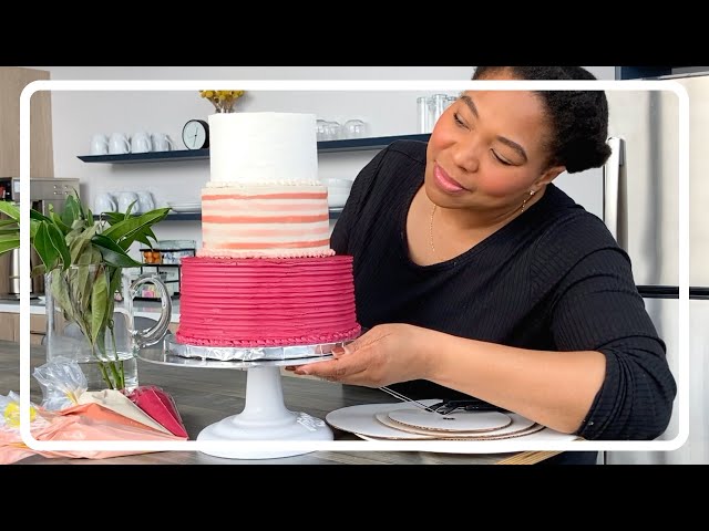 HOW TO STACK A 3-TIER BUTTERCREAM CAKE | Easy Tutorial for Cake Decorating Beginners!