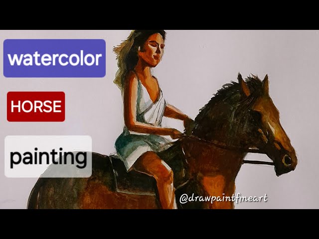 Pretty LADY on HORSE Drawing | EASY Watercolor Painting