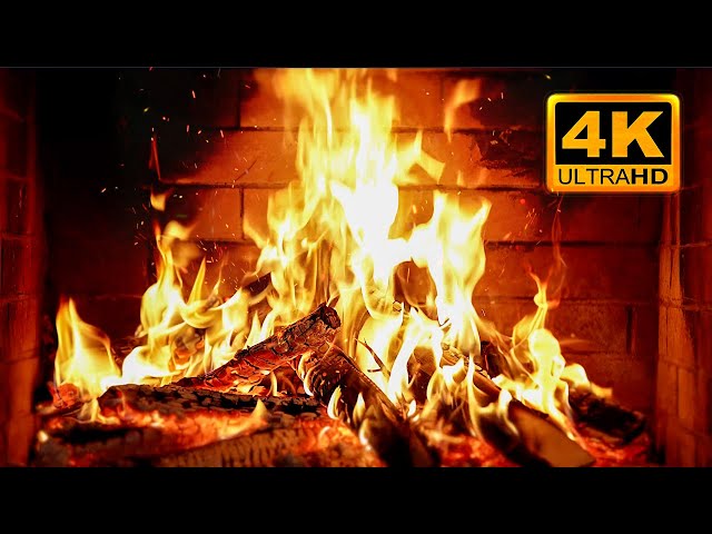 FIREPLACE 4K 🔥 Fireplace video with Burning Logs & Fire Sounds. Christmas Fireplace