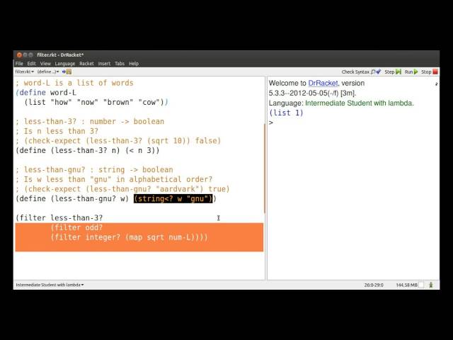 racket aggregates video 6/6 --- filtering lists to match a criterion