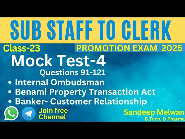 Mock Test-4 | Articles Mock Test | Sub Staff to Clerk Promotion 2025 | Sandeep Melwan