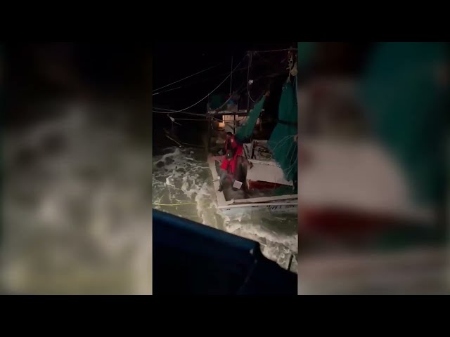 Fisherman rescued from sinking ship in Atlantic Ocean