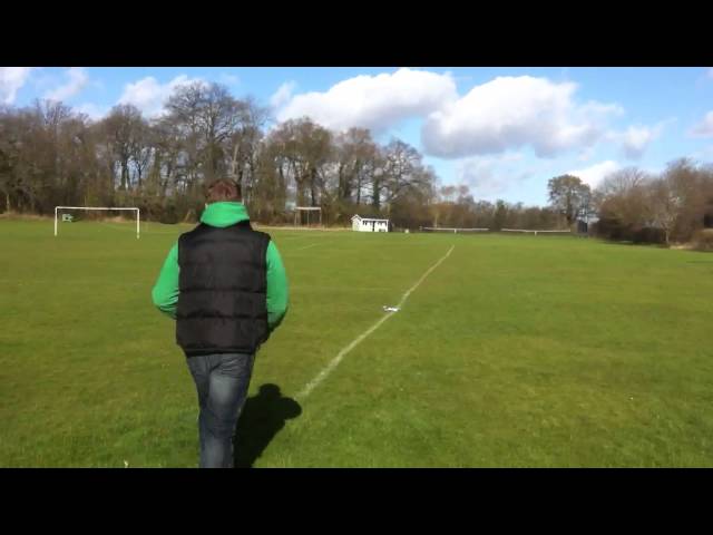 Captain Shoosmith and his Parkzone Polecat UMX on test flight