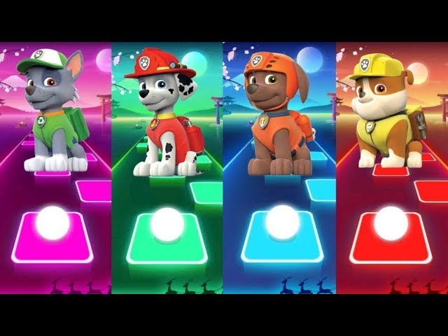 Paw Patrol in the Tiles Hop EDM Rush Rocky vs Marshall vs Zuma vs Rubble