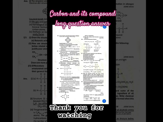 Carbon and its compounds important question class 10th #science #youtube #shorts #education