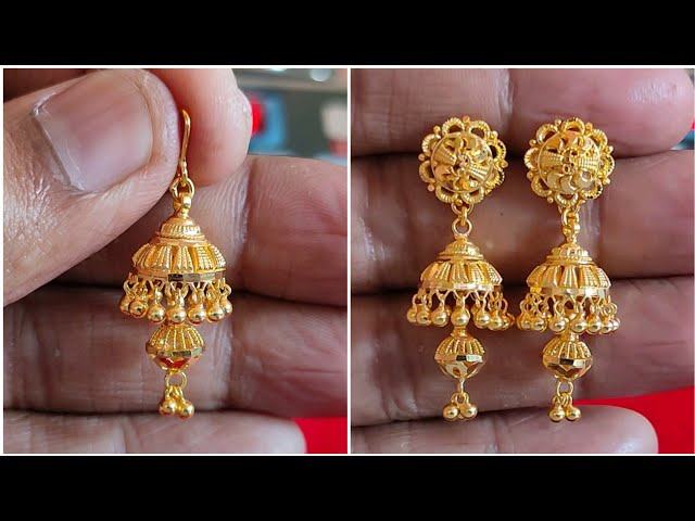 Gold Jhumka Design With Weight & Price//Daily Wear gold Jhumka designs