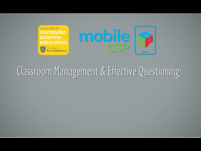 Classroom Management & Effective Questioning