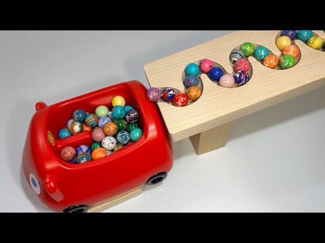 Marble Run ASMR ☆ Handmade twisty course & dump trucks and military trucks