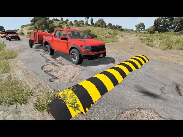 Cars vs Massive Speed Bumps and damage roads #56 -  BeamNG.drive | BeamNG-Cars TV live 11