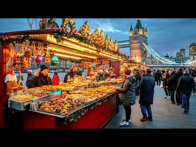 🇬🇧🎄🎅 LONDON STREET FOOD, WINTER (CHRISTMAS) BY THE RIVER: LONDON BRIDGE MARKET, TASTING BRITISH FOOD