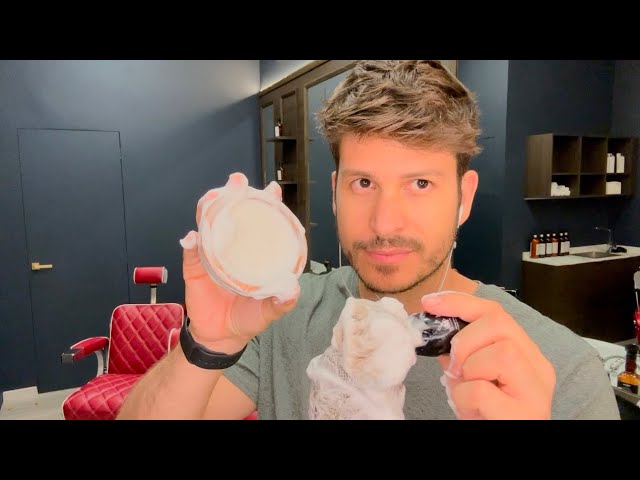 💈ASMR BARBER - Amazing ASMR Shave -  Brushing on Mic with Shaving Cream