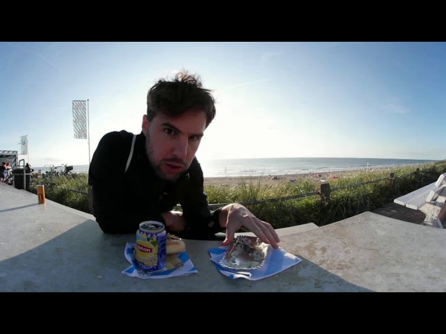 Beach Trash Food eating Herring in holland