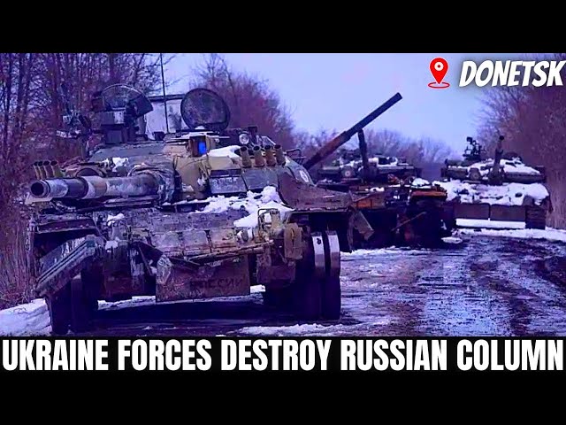 Ukrainian forces destroy whole column of Russian tanks in dramatic new footage!!