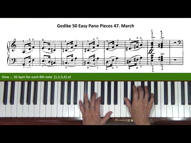 Gedike 50 Easy Piano Pieces Op. 46 No. 47 March Tutorial