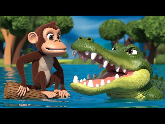 बुद्धिमान बंदर की कहानी | बंदर और मगरमच्छ | Monkey and Crocodile in Hindi | ‪@Kiddie Adventures