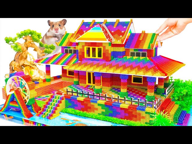 How To Build Slope Mansion Have Colorful Cotton Balls Basement With Huge Garage & Rainbow Foundtain