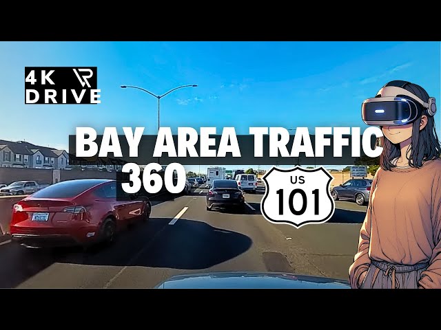 🚙💨 US101 Commute in 360° VR | Silicon Valley Traffic 🌆 | California | VR Drive