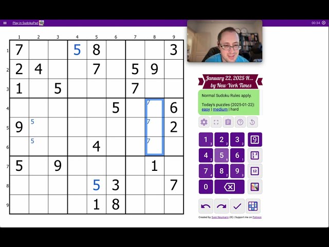 Sudoku 2025 01 22 hard