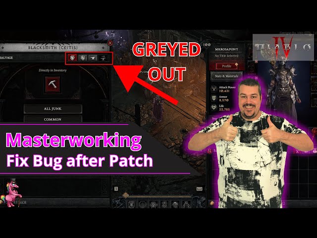 Diablo 4 How to fix Masterworking Bug after Patch