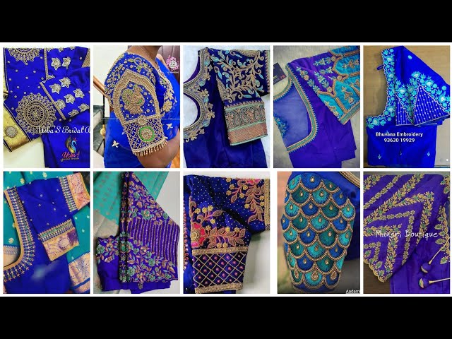 🥰 💙 blue color 💙 ari work bridal blouse designs/blouse design 💙/back neck designs 🥰