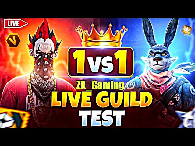 FREE FIRE LIVE 🔴 1 v1 GUILD TEST | TEAM CODE GIVEAWAY ❤️ | ZX GAMING LIVE 😱|