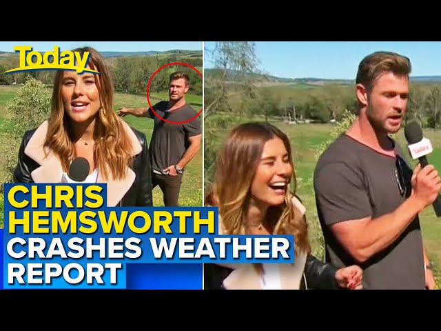 Chris Hemsworth crashes live TV weather report | Today Show Australia