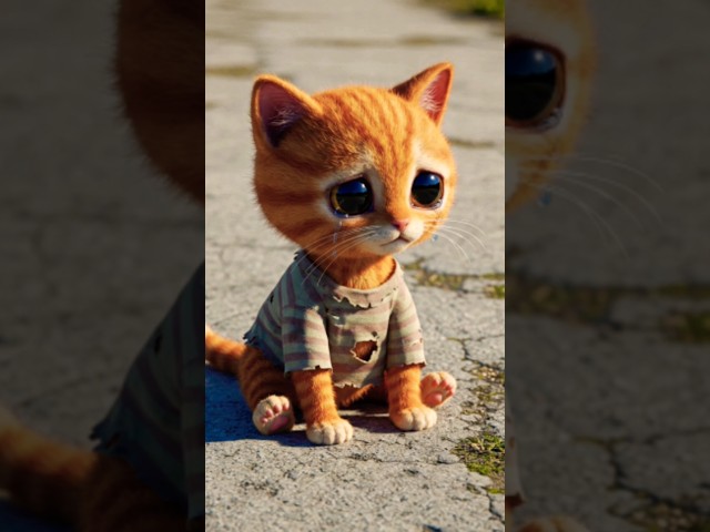 Poor Kitty lost and hungry😣🥺😭#ytshorts #cat #cutecat #catillustration #aianimation #catlover