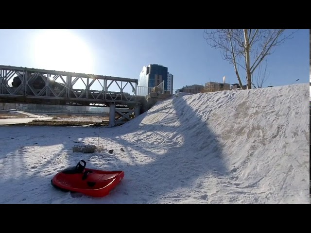 6K vr180 3D Ulaanbaatar sledding wipeout