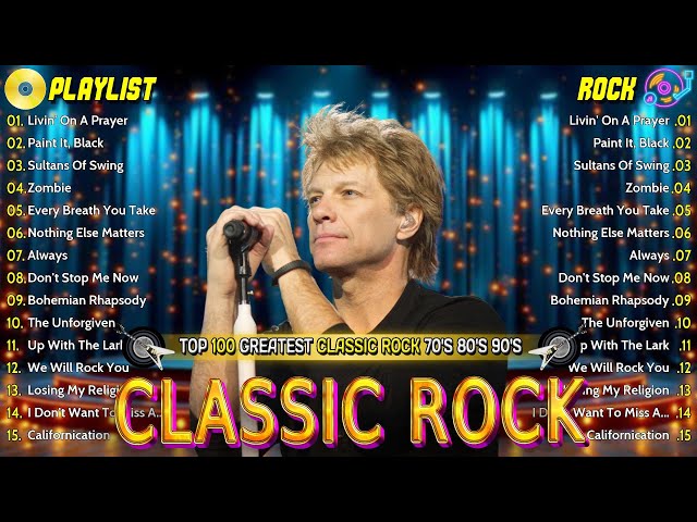 ACDC, Bon Jovi, Metallica, Guns N' Roses, U2, Queen, Aerosmith 🔥 Classic Rock 70s 80s 90s Full Album