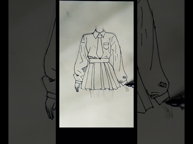 School dress wearing girl drawing |Anime girl wearing school dress drawing tutorial #animedrawing