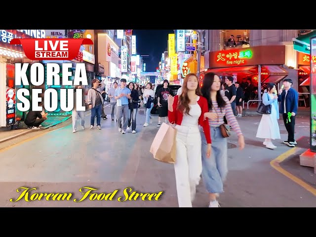 Live Korea Seoul 🇰🇷 Walk Tour Seoul 🔴 Korean Food Street | Gangnam Night Street Walking Tour ソウルライブ