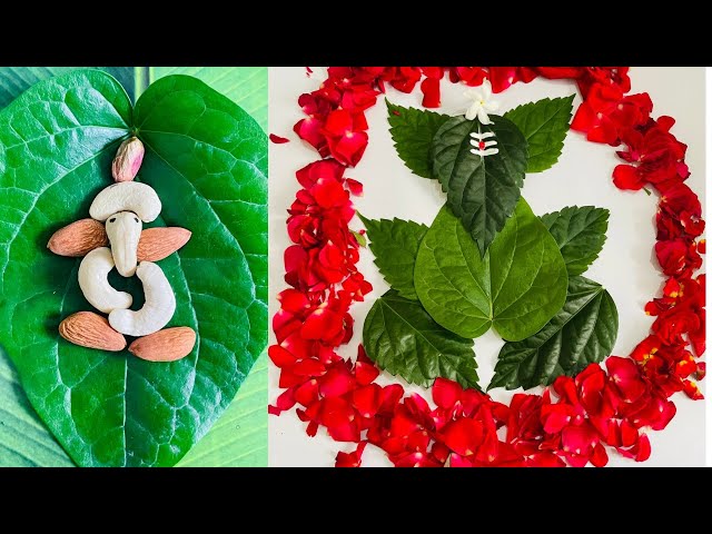 Eco Friendly Ganesh making ideas|| Ganesh making with Dryfruits and leaves || Easy Ganesha idol.