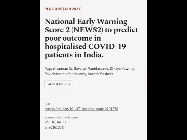 National Early Warning Score 2 (NEWS2) to predict poor outcome in hospitalised COVID-... | RTCL.TV