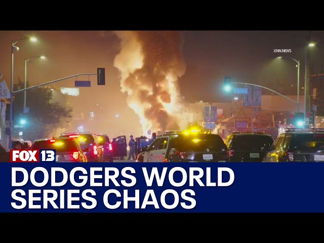 Chaos in Downtown LA after Dodgers World Series win