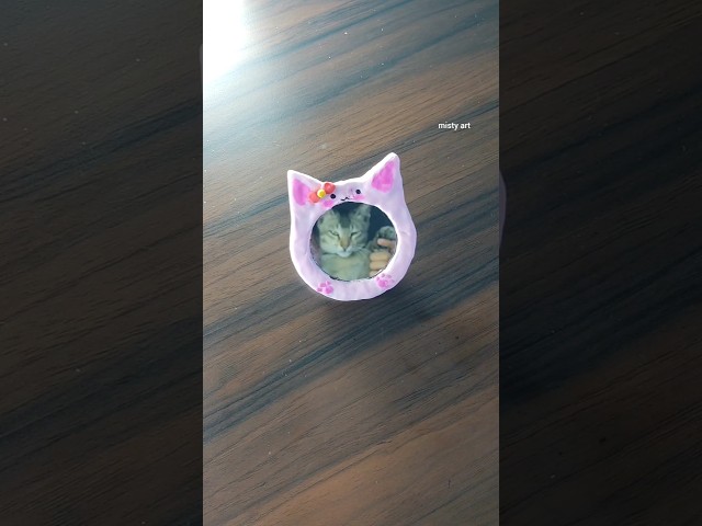 diy beautiful cat mirror with super clay 😺#shorts #viral #superclay