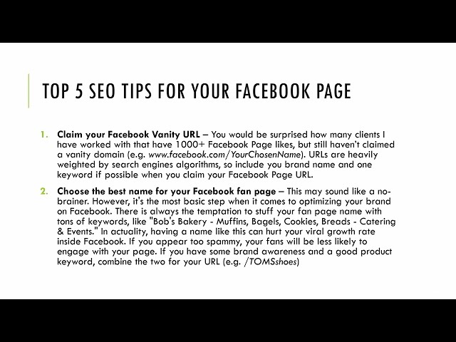 Top 5 SEO Tips for your Facebook Page