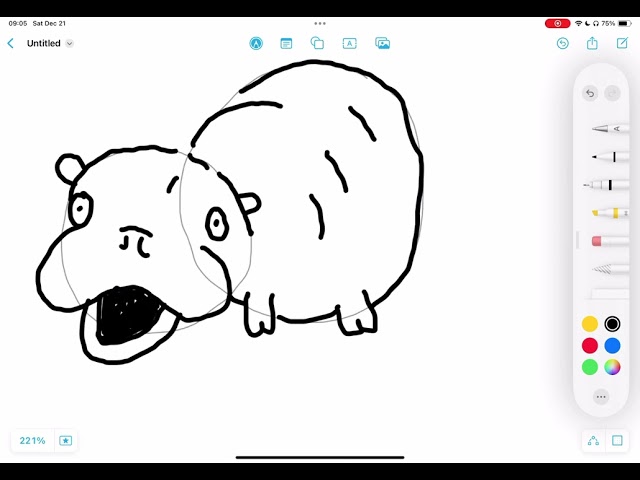 Moo Deng drawing using Apple FreeForm