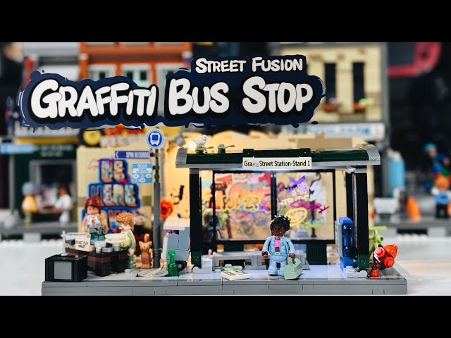 FunWhole's Graffiti Bus Stop Display or for your LEGO City!