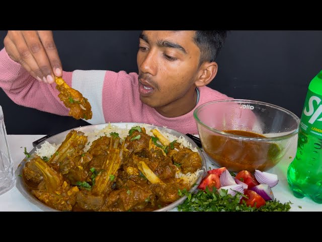 ASMR EATING SPICY MUTTON CURRY WITH BASMATI RICE WITH EXTRA GRAVY || MUKBANG VIDEO || EATING VIDEO