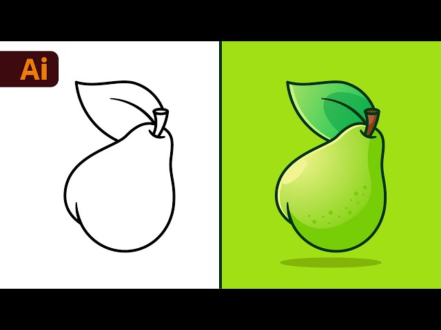 Adobe Illustrator Beginner Tutorial: Create a Vector Pear from Sketch (HD)