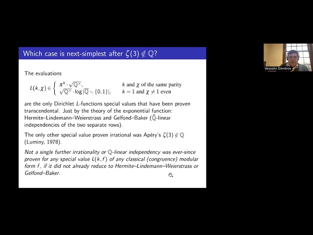 Vesselin Dimitrov: The next case after Apéry on mixed Tate periods (NTWS 202)