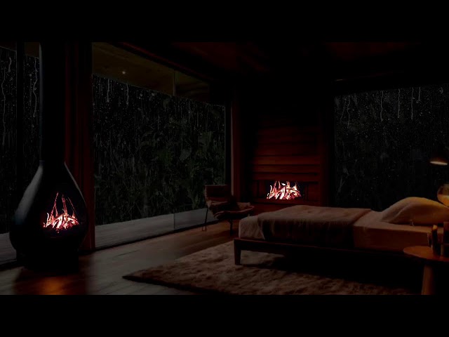 Soothing Rain and Fire Sounds for Ultimate Relaxation 🌧️🔥😴 || Cozy Cabin Escape