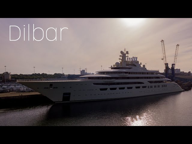 Dilbar Superyacht Leaving Port of Southampton - Largest Superyacht in the World