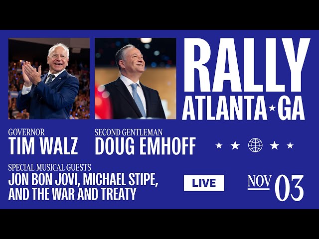 Governor Tim Walz and Second Gentleman Doug Emhoff at Atlanta, GA Rally